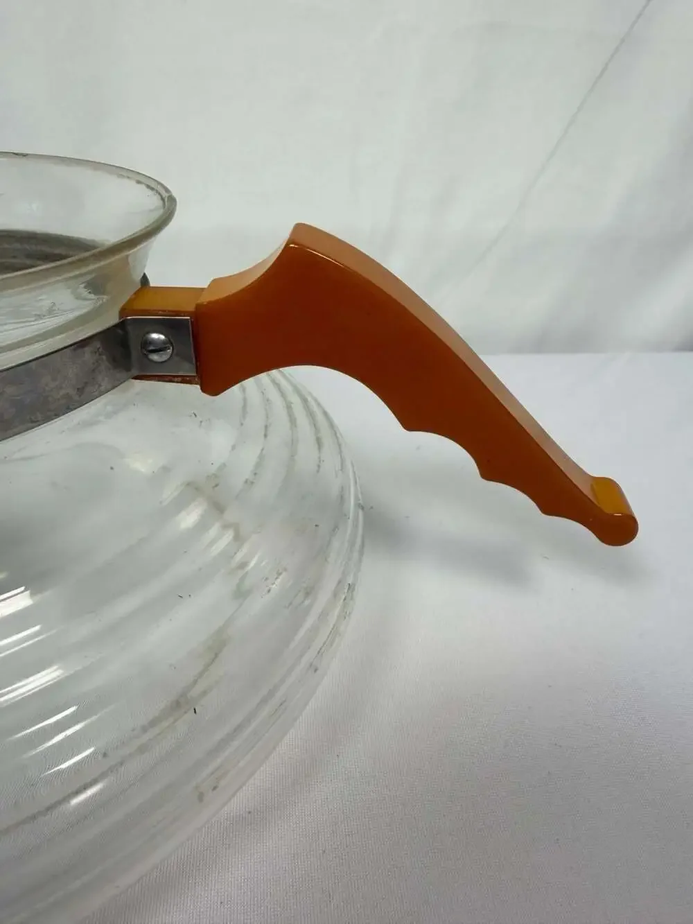 Vintage Filtron Ribbed Glass Coffee Carafe with Bakelite Handle